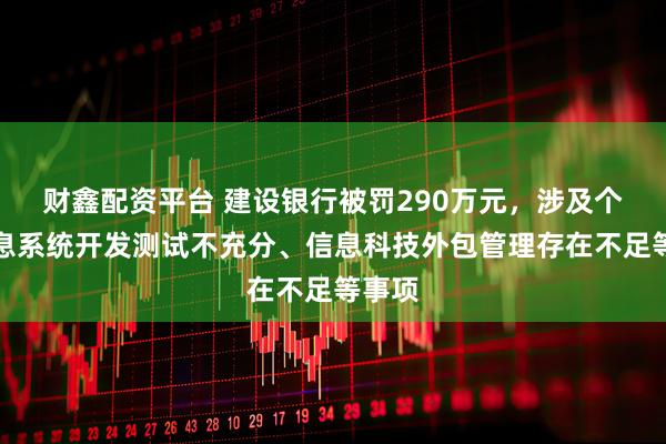 财鑫配资平台 建设银行被罚290万元，涉及个别信息系统开发测试不充分、信息科技外包管理存在不足等事项